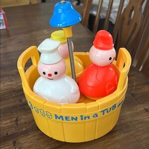 Vintage Yellow Toy Basket with Figures